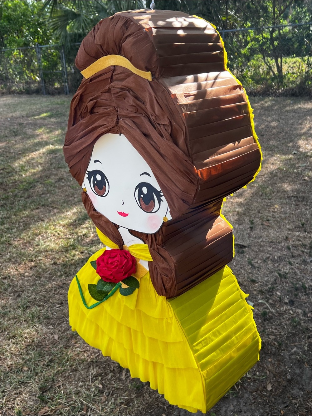 Yellow Princess Doll Piñata with Brown Hair - Party Decoration - Picture 2 of 9